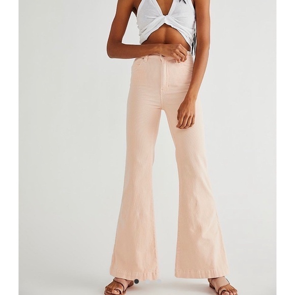 ROLLA'S Denim - NWT Free People Rollas East Coast Flare Pants Jeans Cord in Ballet Pink